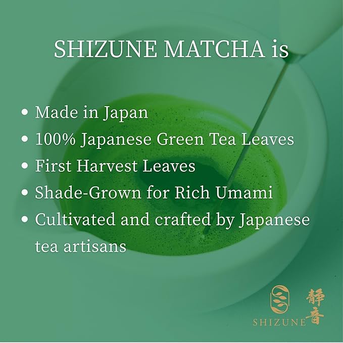 Shizune Matcha, Shizuoka Harvest Essential Grade – Authentic Japanese Matcha Green Tea Powder, 80g (2.8 oz) Bag