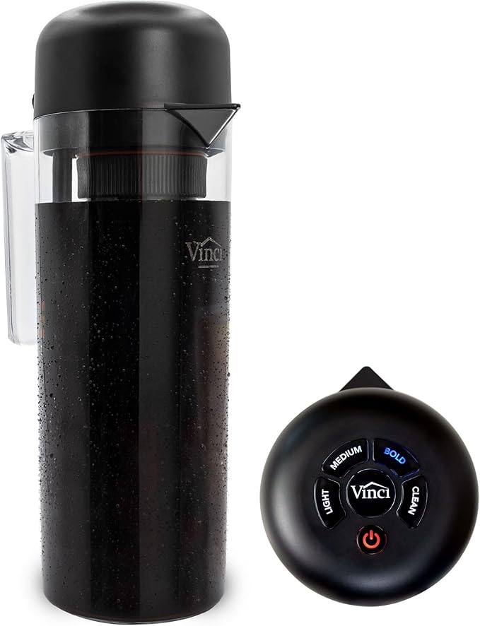 VINCI Express 2 Electric Cold Brew Coffee Maker: 37 oz., Fast, Customizable, Low-Acid Brews with Patented Circle Flow Technology, 3 Brew Settings, Self-Cleaning Function (Plastic Carafe)