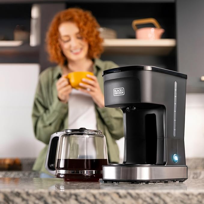 BLACK+DECKER CAFÉCRAFT 12-Cup Coffee Maker, One-Switch Drip Coffeemaker with Vortex Showerhead Technology, Sneak-A-Cup, Keep Warm Function, Stainless Steel
