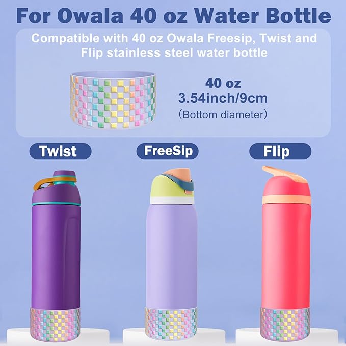 HEYSKAY 2PCS Silicone Boot for Owala Flask Water Bottle Anti-Slip Protective Sleeve for Owala Twist,FreeSip and Flip Stainless Steel Water Bottle BPA-Free Boot Bottom Base