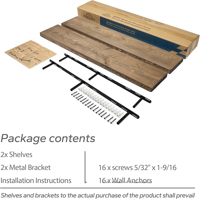 BGMG Floating Shelves 42 inch Long, Distressed,Wide Rustic Wooden Wall Shelves for Bathroom Living Room Bedroom Kitchen Farmhouse Set of 2-42x6.7x1.25 inch-Distressed Walnut