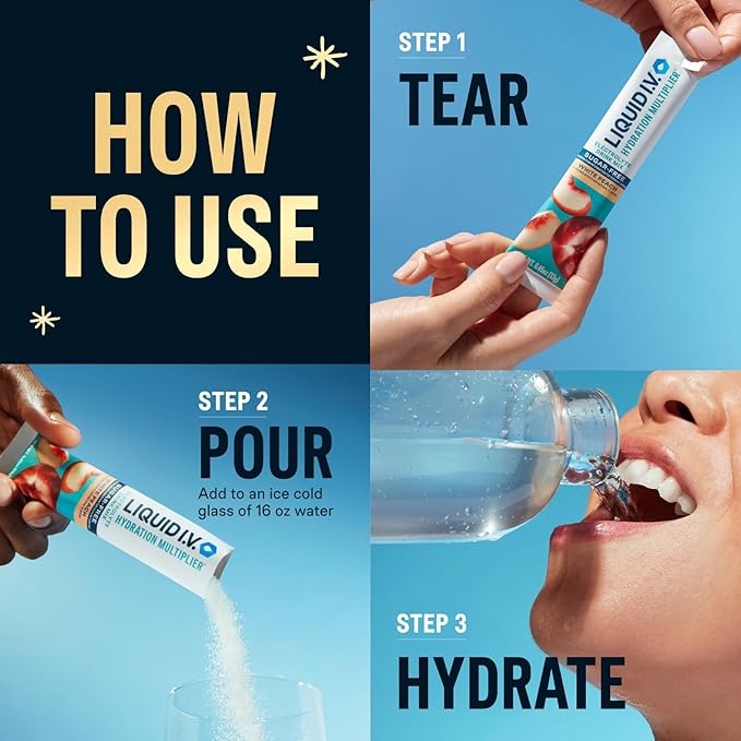 Liquid I.V.® Hydration Multiplier Sugar-Free - Variety Pack Stocking Stuffer - Raspberry Melon, Lemon Lime, and White Peach - 4 Pack (12 Sticks)