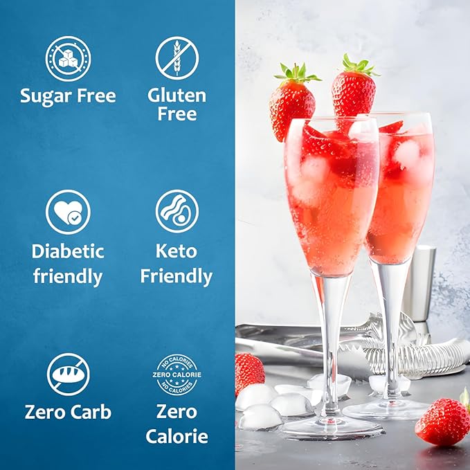 Syruvia Sugar-Free Strawberry Syrup, Flavored Syrup for Drinks, Cocktails, Lemonades, Iced Teas, and Desserts – 25.4 fl oz, With Pump