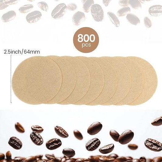 Replacement Coffee Filters Clinuse 800 Count, Compatible with Aeropress Coffee and Espresso Makers, 2.5 Inch Unbleached Round Coffee Maker Filters Disposable Coffee Filter Paper, Tea Filters