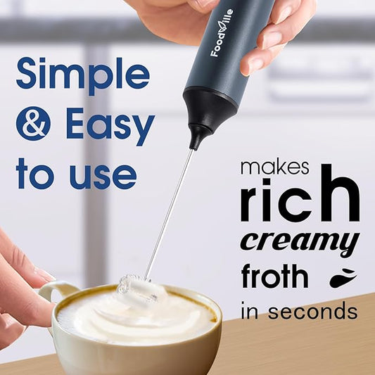 MF05 Rechargeable Milk Frother USB Charging Handheld Foam Maker with Stainless Balloon Whisk for Cappuccino, Latte, Bulletproof Coffee, Keto (Grey without Stand)
