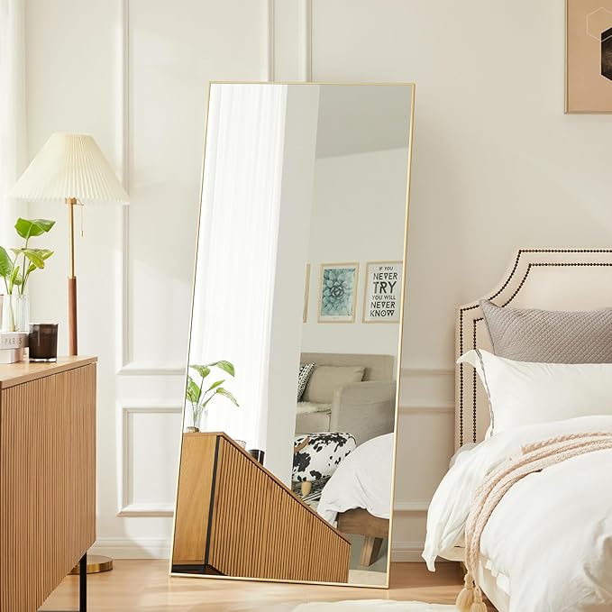 NEWBULIG Full Length Mirror, Upgraded Body Wall Mirrors with Shatter-Proof Glass, Floor Standing Mirror, Home Wall Decor