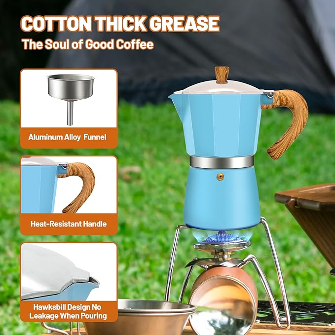 DITOSH 3 Cup Aluminum Espresso Stovetop Moka Pot Express Coffee Maker Percolator Italian Classic Mocha Coffee Machine for Italian and Cuban Cafe Brewing for Home & Camping 150ml 5oz