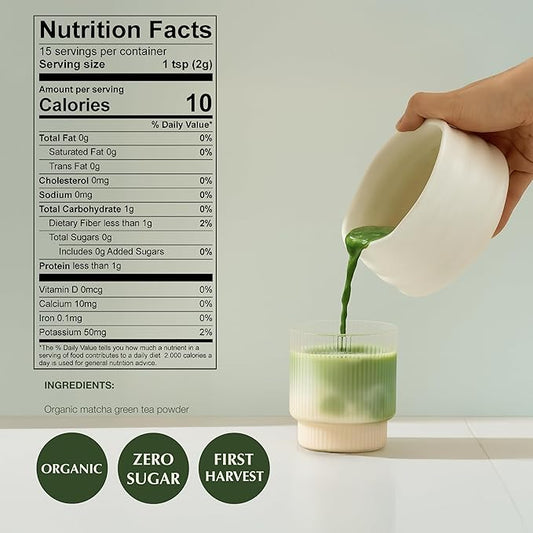 Encha Latte Grade Matcha Powder - First Harvest Organic Unsweetened Matcha Green Tea, From Uji, Japan (500g / 1lb) Premium Powder for matcha Latte, Smoothie | Caffeine, L-Theanine