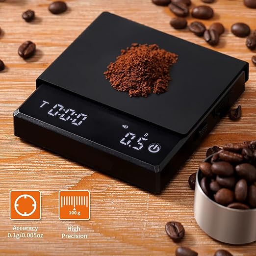 Rechargeable Kitchen Coffee Scale with Timers 0.1g High Precisions Electronic for Espresso and Pouring Over Coffee Rechargeable Digital