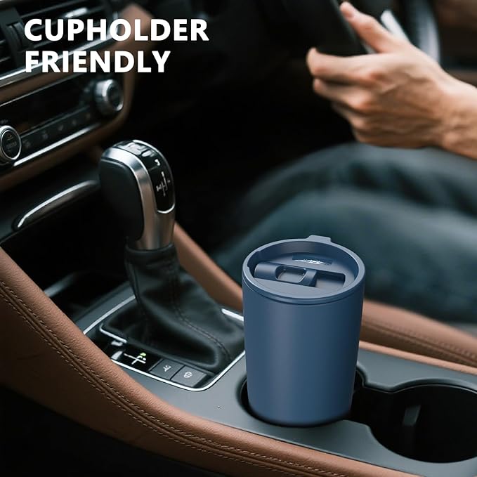 TILUCK 20 oz Tumbler with Lid, Vacuum Insulated Stainless Steel Coffee Mug, Double-Walled Travel Tumbler for Hot and Cold Drinks(DarkBlue, 20oz)
