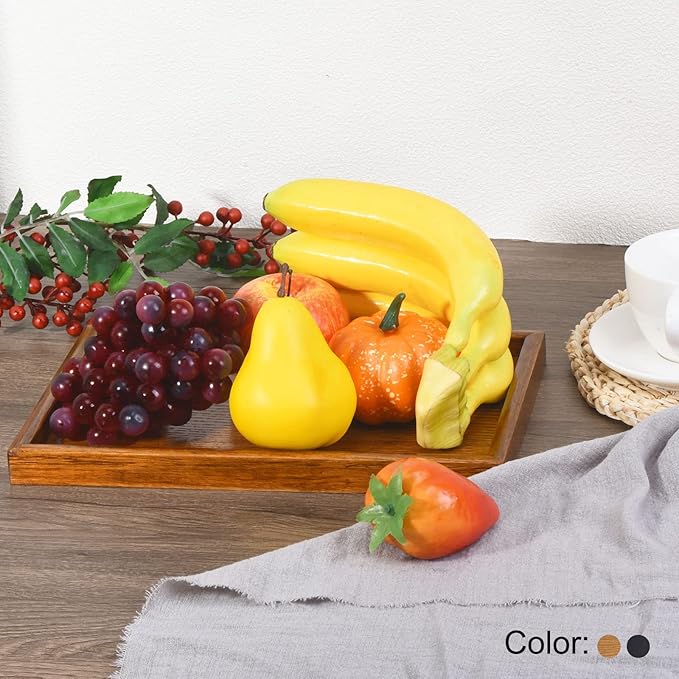 PATIKIL Wood Serving Tray 9x6 Inch Outer Base, Rectangular Decorative Platter for Home Decor Kitchen Table Candle Holder, Black