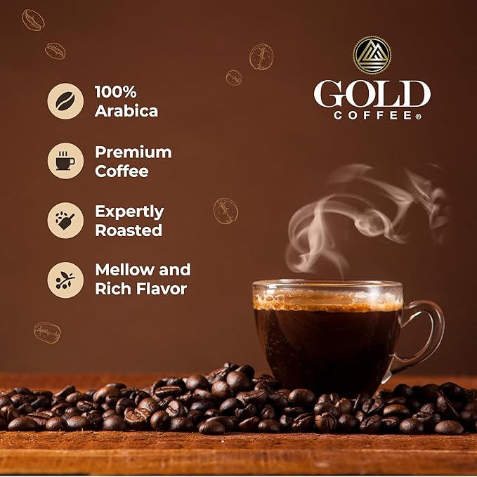 Gold Coffee | Blue Mountain Premium Blend | Medium Roast, Whole Bean | 100% Arabica Coffee | 12 oz. (Pack of 4)