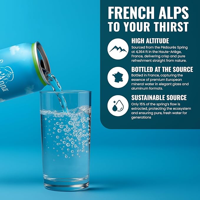 Sant'Anna Still Mineral Water, 11.16 Fl Oz (24-Pack) | Pure French Pyrenees Mountain-Fresh Drinking Water | Natural Functional Drink | Sodium-Free Mineral in Cans