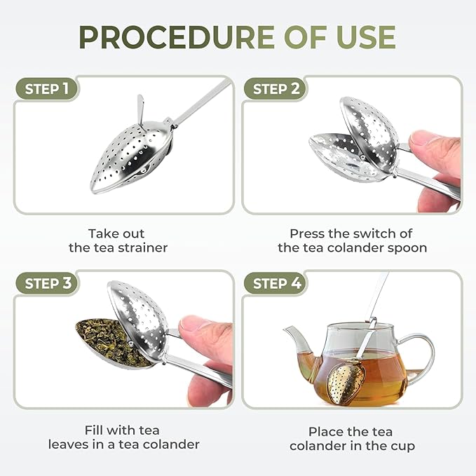 Stainless Steel Tea Diffuser,2025 New Tea Strainer Tea Infuser for Loose Leaf Tea,Creative Tea Spoon With Handle,Fine Holes Tea Interval Filter,Tea Holder Steeper for Tea Accessories (Silver B)