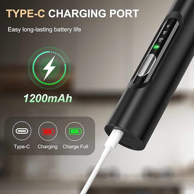 Rechargeable Plant Milk Frother Handheld, Coffee Milk Frother 3 Speed Portable Electric Foam Maker with 2 Detachable Stainless Steel Whisks for Plant-Based Milk Oat Almond Latte Cappuccino Matcha