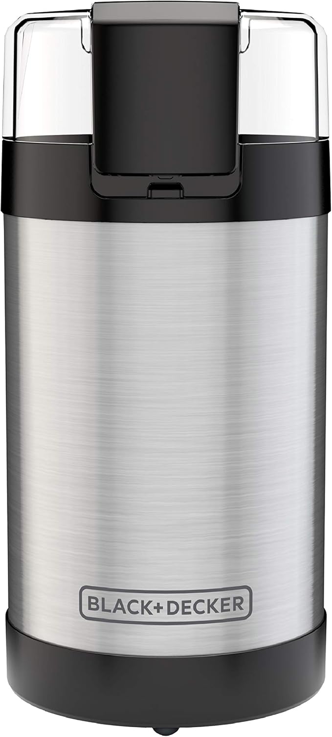 BLACK+DECKER Touch Coffee Grinder,2/3 Cup Coffee Bean Capacity,Spice Grinder,Touch Push-Button Control -150 Watts -Stainless Steel Blades,(Pack of 4)