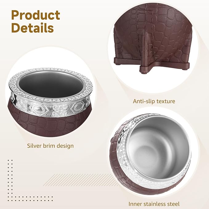 2PCS Yerba Mate Cup, 6 oz Stainless teel Mate Cup with Straw, Double Wall Vacuum Insulated Yerba Mate Gourd for Traditional Mate Tea Drinking (Brown)