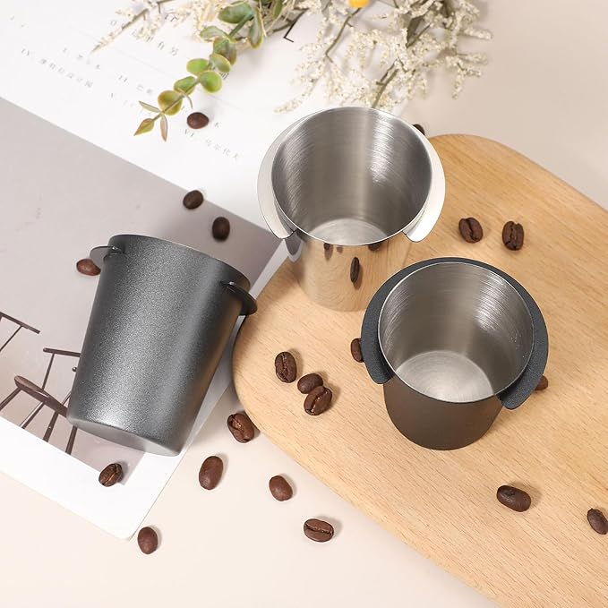 uxcell 58mm Coffee Grinder Powder Cup, Stainless Steel Espresso Coffee Powder Feeder, Espresso Coffee Machine Tools for Coffee Tamper (Black)