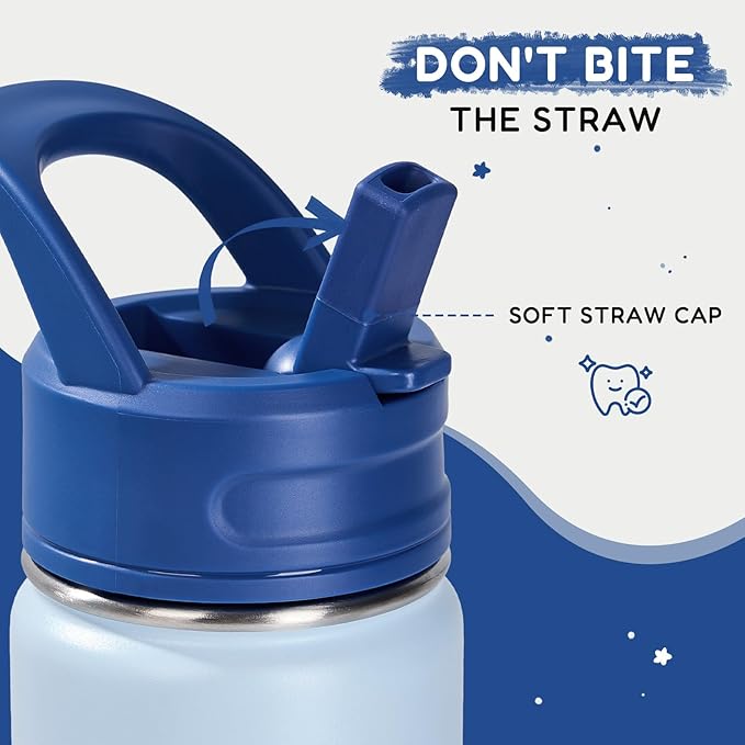 12oz Kids Water Bottle for School, Toddler Bottles with Straws, Stainless Steel Vacuum Insulated Water Bottle for Boys&Girls, Leak-Proof, BPA-Free, Hope