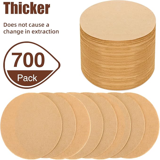 Outus 2 Pack 700 Count Coffee Filter Paper Replacement Filters with Filter Holder Round Disposable Paper Filters for DIY Compatible with the Aeropress Coffee and Espresso Maker(Brown)