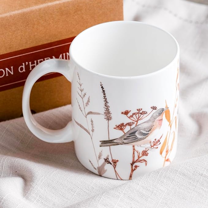Maison d' Hermine Coffee Mug with Handles Fine Bone China Mugs Pack of Two Tea Cups for Hot Beverages Cappuccino Latte Home Restaurant Office Perfect for Gift (Meadow Florals, 15 Ounce)