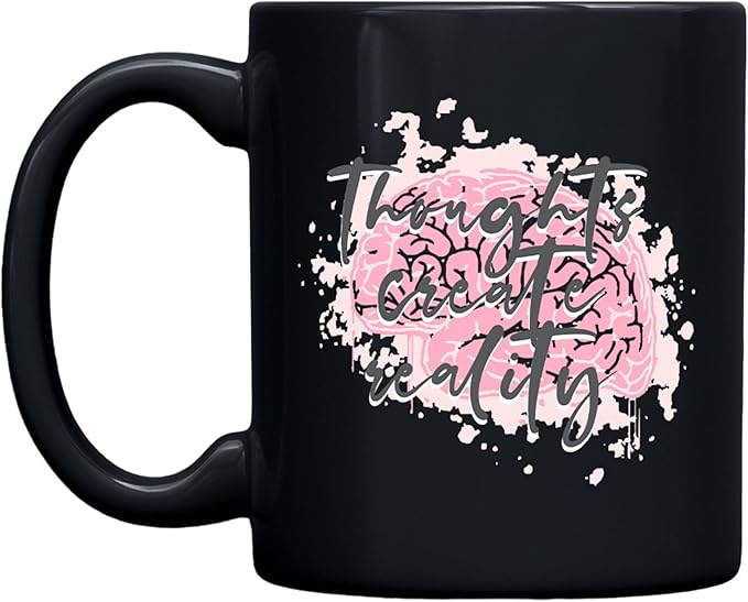 THE CEO Stylish Coffee Mug for Coffee Lovers - Premium Boss Mug with Gloss Finish - Premium Ceramic, Microwave Safe, 11oz Gift Mugs - Thoughts Create Reality (Black)