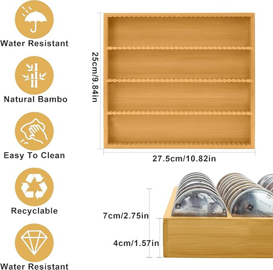 MinBoo Bamboo Coffee Pod Storage Holder Drawer Insert for Counter Compatible with Vertuoline Capsules for Kitchen, Home, Office, Coffee Station,Small