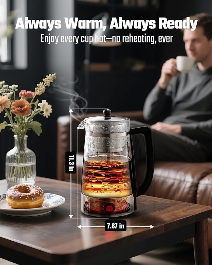 KIDISLE Percolator Coffee Pot Electric Coffee Maker, Brews 2–10 Cups, Auto Keep Warm, Stainless Steel Basket, Borosilicate Glass, Easy-Pour Spout, Cool-Touch Handle
