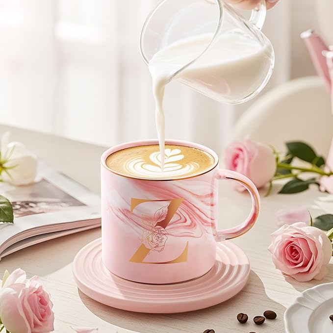 Valentines Day Gifts for Her, Anniversary Birthday Galentines Gifts for Women Mom Grandma Friend Sister Wife Teacher Coworker, Personalized Initial Customized Gift Monogrammed A-Z Coffee Mug 12 OZ(Z)