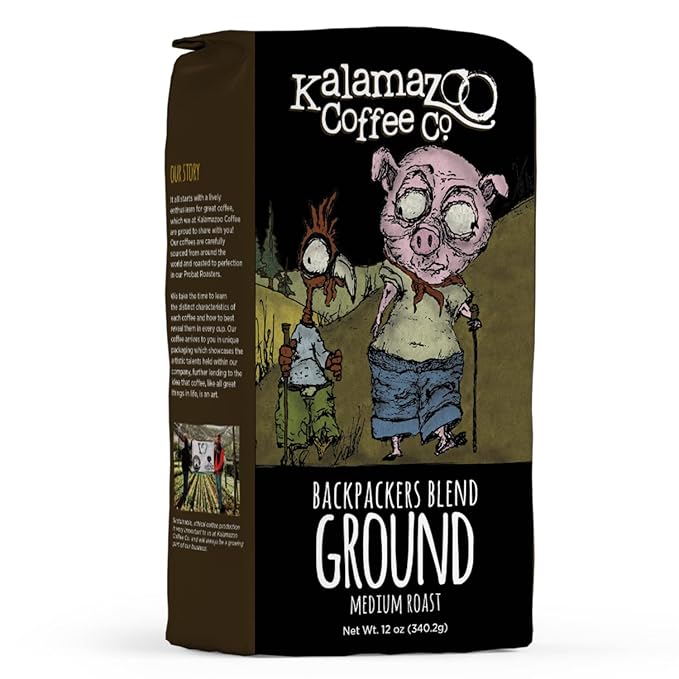 KALAMAZOO COFFEE COMPANY Backpackers Blend Ground Coffee - Medium Roast | 12oz Bag (1 Pack)
