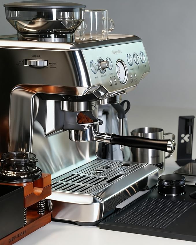54mm Bottomless Portafilter, 3 Ears Bottomless Naked Portafilter Compatible with Breville/Sage Barista Express BES870/876/878/880/881/450/500/810/840, with Puck Screen and 18g Filter Basket
