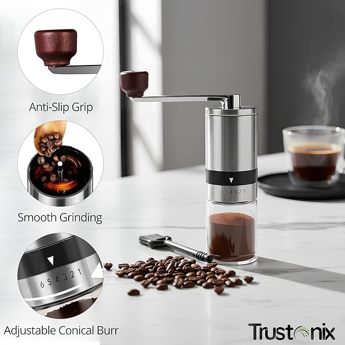 Portable Hand Coffee Grinder | Portable Coffee Grinder for Travel | Cocoa Beans Grinder | Portable & Compact Design | Smooth Grinding | Easy To Use | Higher Efficiency | Powerful & Stable