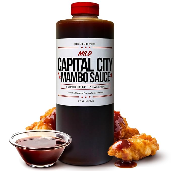 Capital City Mambo Sauce Mild, Washington DC Wing Sauces, Perfect Condiment for Wings Chicken Pork Beef Seafood Burgers Rice or Noodles, 32 oz