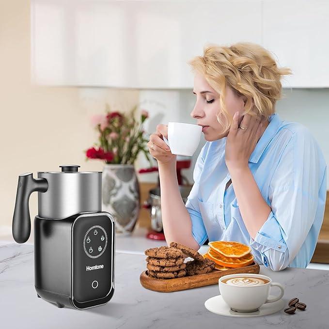 Homtone 5-in-1 Milk Frother and Steamer Electric Milk Frother, 21 oz Induction Milk Frother, 120V Removable Stainless Steel Automatic Milk Steamer for Latte, Hot Chocolate Milk, Hot & Cold Foam, Large