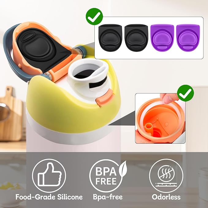 4 Sets Replacement Rubber Stopper and O Ring Gasket Compatible with Owala FreeSip 24oz 32oz,Water Bottle Lid Insert Cap Seal Parts for Owala 16/19/24/32/40oz Mouthpiece Accessories Z4K11