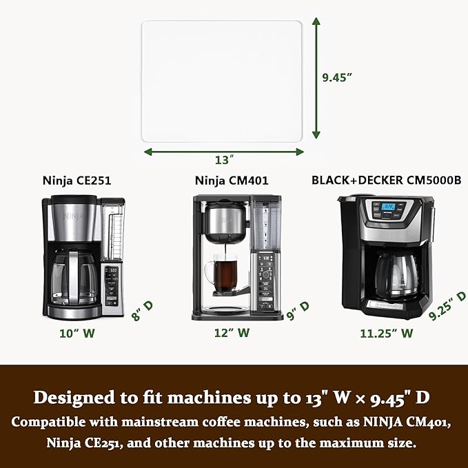 Transparent Acrylic Appliance Slider – 13” x 9.45” Coffee Maker Slider Tray for Countertop, Compatible with Ninja CM401, CE251, CM371, BLACK+DECKER CM5000B, and Other Small Appliances