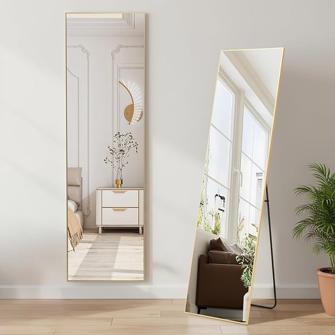 NEWBULIG Full Length Mirror, Upgraded Body Wall Mirrors with Shatter-Proof Glass, Floor Standing Mirror, Home Wall Decor