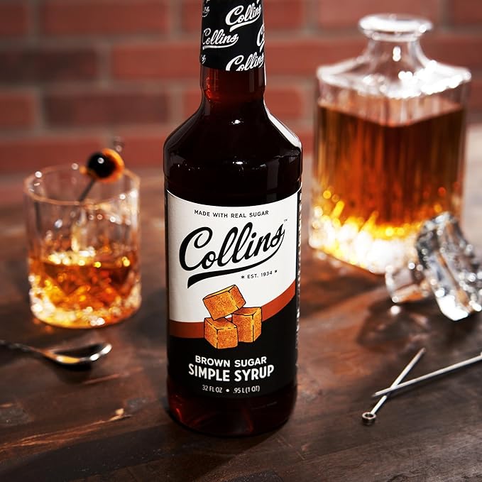 Collins Brown Sugar Syrup - Simple Syrup for Cocktails, Brown Sugar Coffee Syrup - Cocktail Syrup 32oz Set of 1