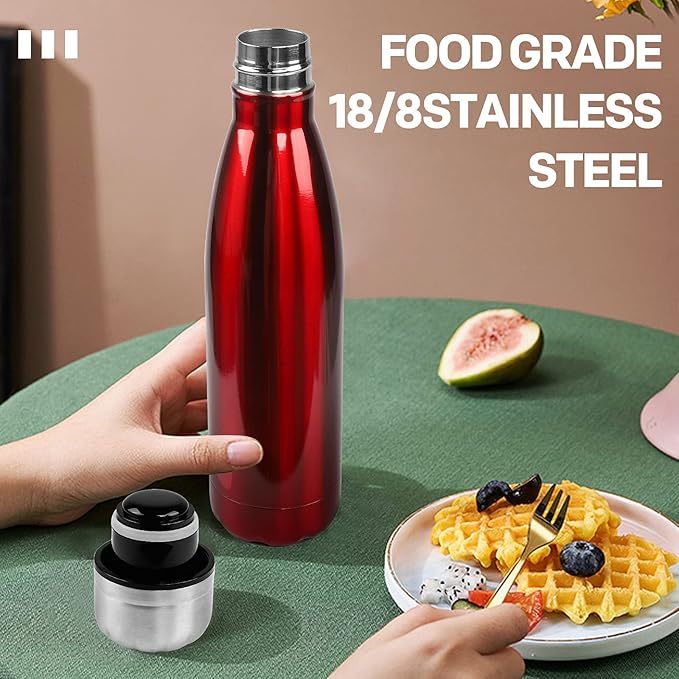 Sfee Insulated Water Bottle, 17 oz Stainless Steel Water Bottles, Double Wall Vacuum Reusable Water Bottles Leak Proof BPA-FREE Sports Bottle Cup Keep Hot&Cold for Running Gym Workout Cycling Kids