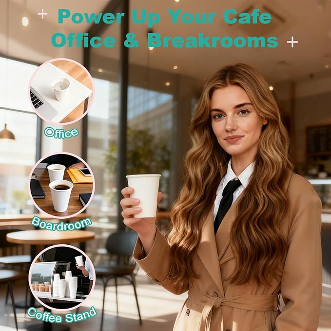 Coolcap 16 oz 160 Pack Disposable Coffee Cups, Bulk White Disposable Paper Cups, Coffee Cups for Hot Tea, Chocolate and Cold Drinks
