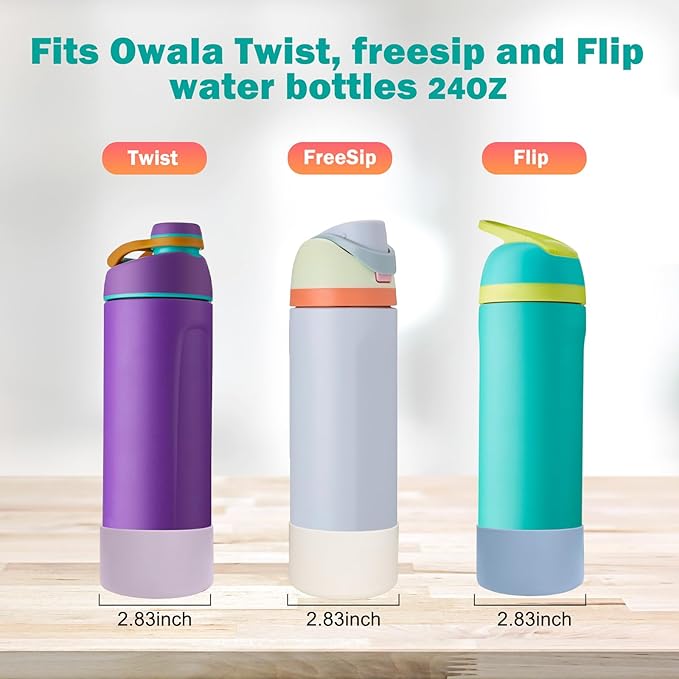 WK IEASON 2Pcs Silicone Boot for Owala Water Bottle, Protective Flask Bottom Cover Base for Owala FreeSip Twist and Flip Flask Water Bottle Accessories-2.83inch Bottom Diameter