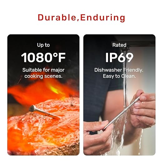 Meatmeet S Pro Wireless Meat Thermometer, Bluetooth Thermometer, Smart Digital Wireless Meat Thermometer with App Control, IP69 Waterproof, Digital Cooking Thermometer for BBQ, Oven, Grill, Smoker