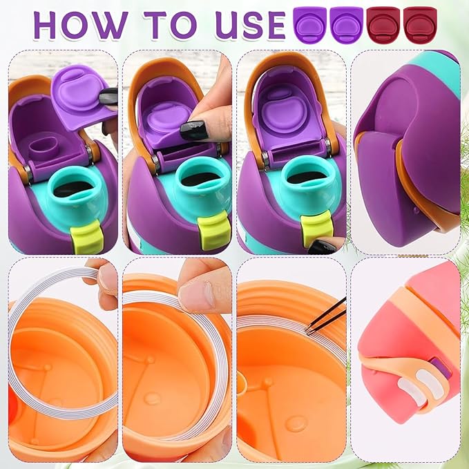 4 Sets Replacement Rubber Stopper and O Ring Gasket Compatible with Owala FreeSip 24oz 32oz,Water Bottle Lid Insert Cap Seal Parts for Owala 16/19/24/32/40oz Mouthpiece Accessories Z4K10