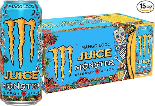 Monster Energy Juice Monster Mango Loco, Energy Drink, 16 Ounce | Energy + Juice, Pack of 15