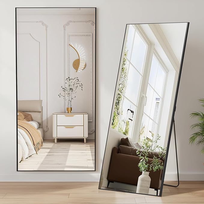 NEWBULIG Full Length Mirror, Upgraded Body Wall Mirrors with Shatter-Proof Glass, Floor Standing Mirror, Home Wall Decor