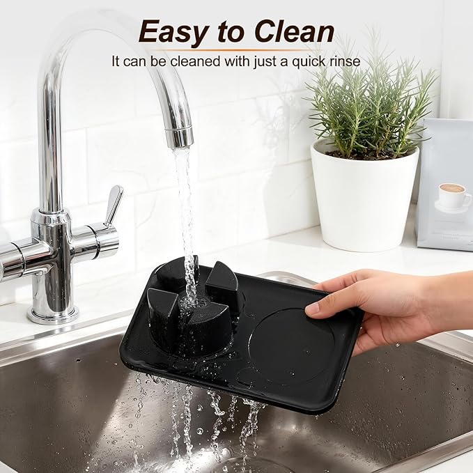 RAWILL Tamping Mat for Ninja Espresso Machine ES601/ES701,Silicone Black Tamping Holder,Non-Slip Espresso accessories for Luxe Cafe Machine,Waterproof, Heat Resistant