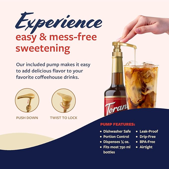 Torani Coffee Syrup, Gingerbread Flavoring for Drinks, Pump Included, 25.4 Fl Oz