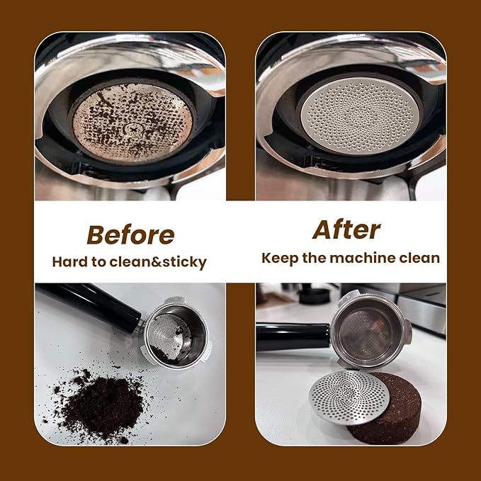 53.3mm Espresso Puck Screen with Stand Reusable Espresso Filte 0.8mm Thickness Metal Coffee Filter Mesh Plate for Espresso Portafilter Filter Basket (2Pack)