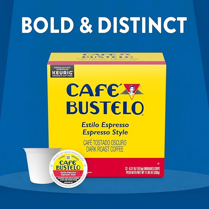 Café Bustelo Espresso Style, Dark Roast Coffee, Keurig K-Cup Pods, 32 Count Boxes (Pack of 4)