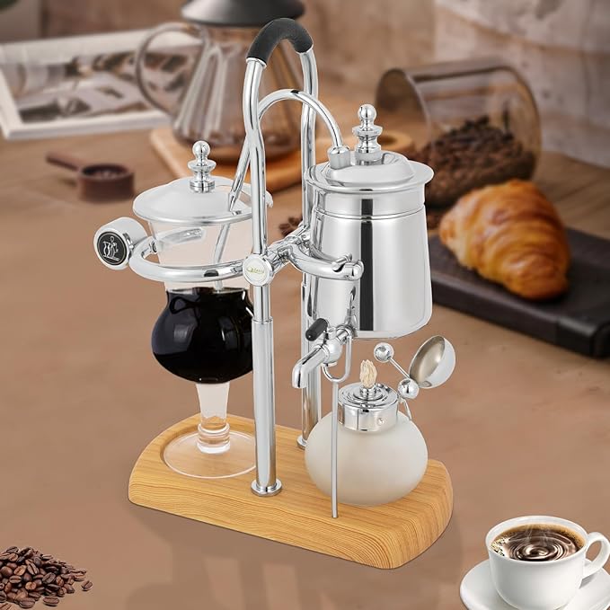 400ml Balance Siphon Coffee Brewer Belgium Royal Family Balance Syphon Coffee Maker Elegant Retro Vintage Coffee Maker, Vacuum Brewing System For Extract Coffee And Brew Tea
